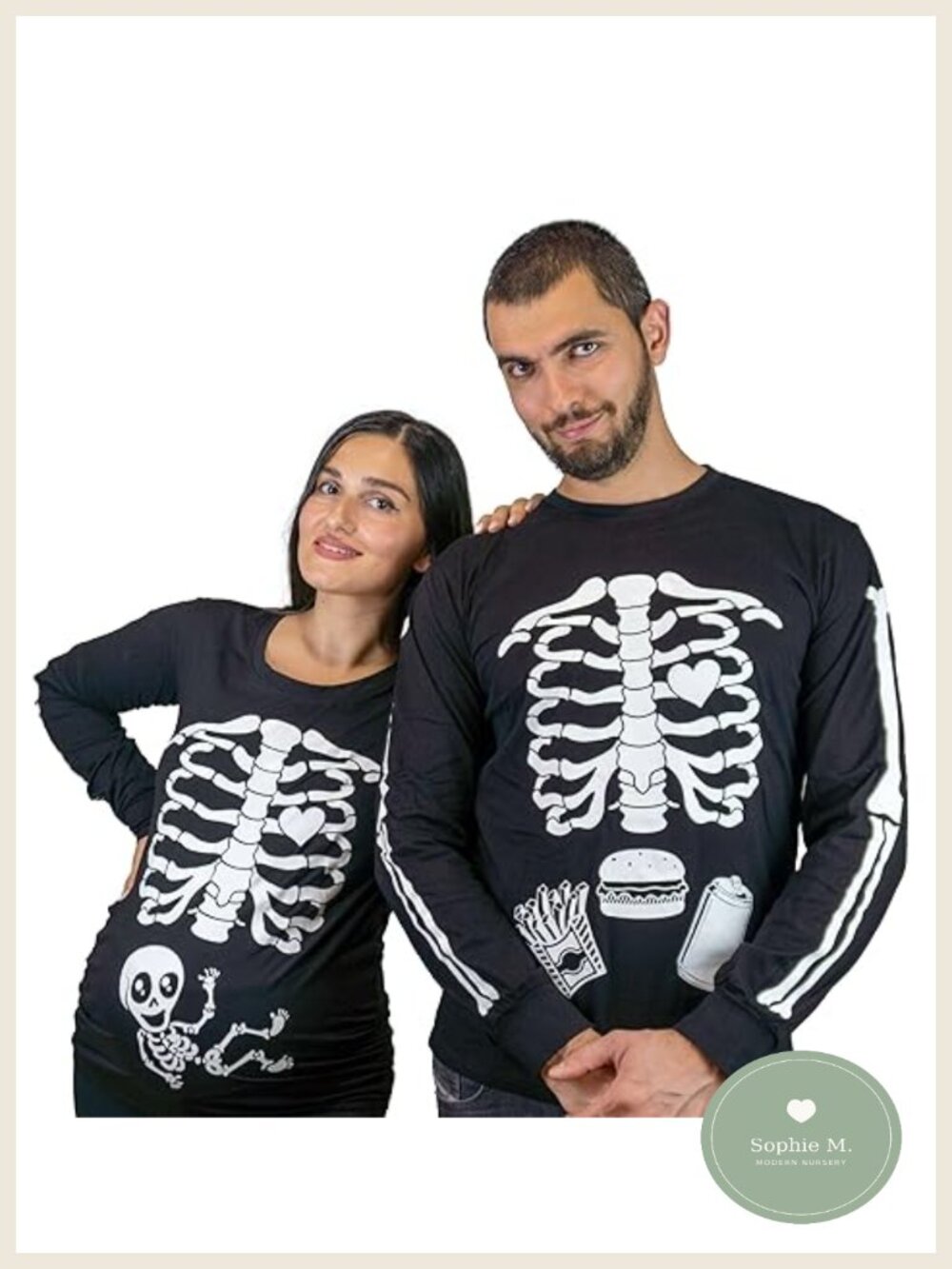 Glow in the Dark Halloween Maternity Tee Long Sleeve Skeleton Burger